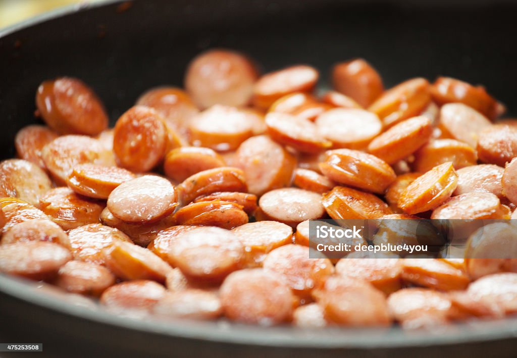 fried sliced sausage 2015 Stock Photo