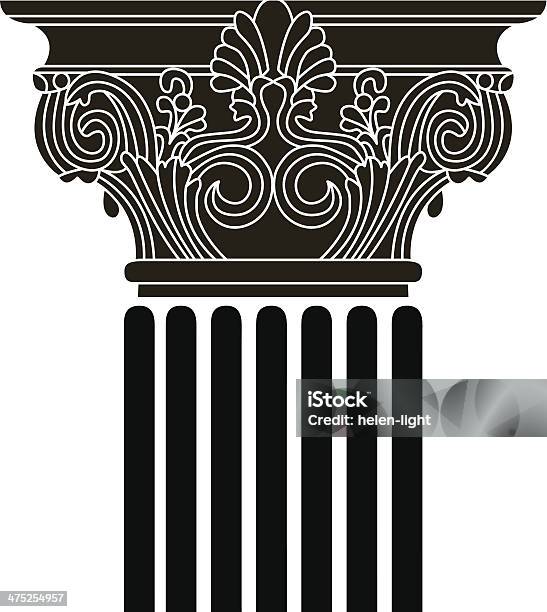 Oldstyle Greece Column Vector Illustration Stock Illustration - Download Image Now - Architectural Column, Icon Symbol, Ornate