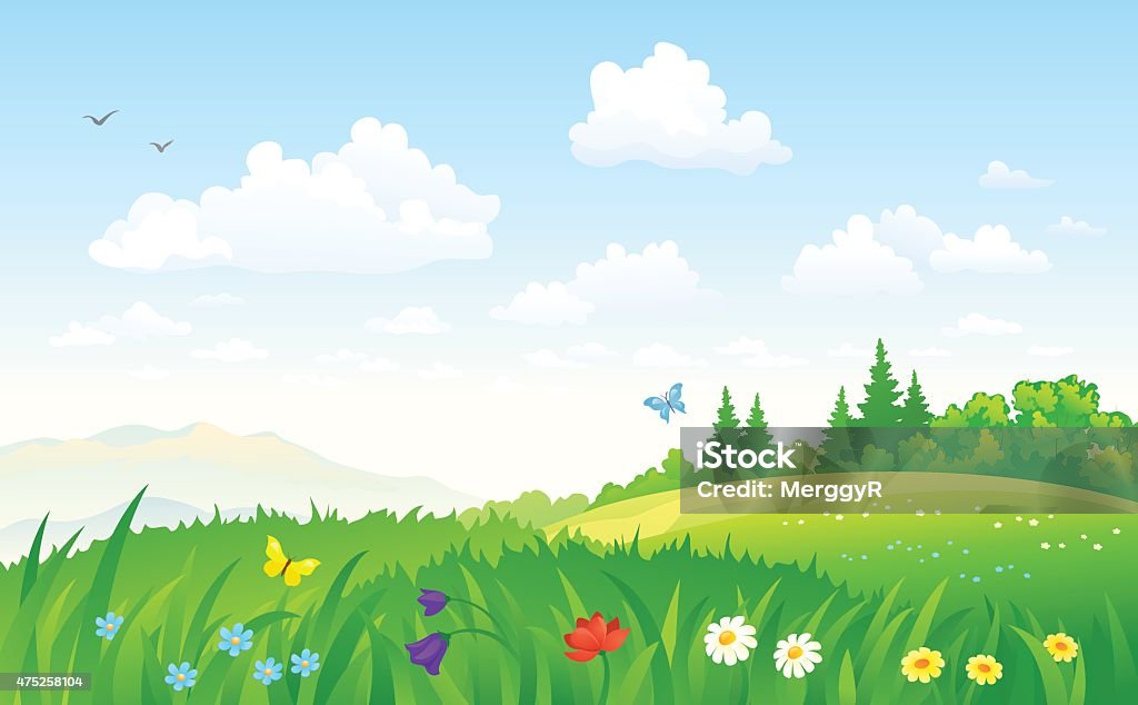 Summer landscape Vector illustration of a beautiful green summer landscape. RGB colors. Springtime stock vector