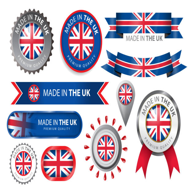 ilustrações, clipart, desenhos animados e ícones de vedação feitas no reino unido, bandeira do reino unido (vetores) - flag british flag england push button