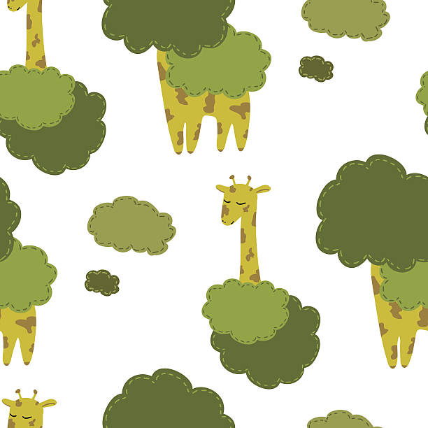 Cartoon giraffes vector pattern vector art illustration