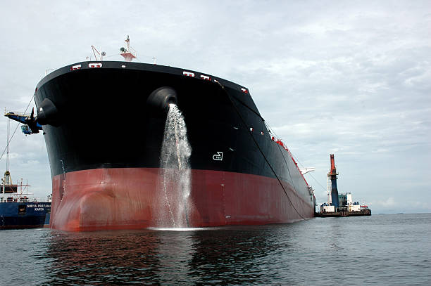 tanker ship the bow of a big tanker ship, which was anchored in the middle of the ocean ballast water stock pictures, royalty-free photos & images