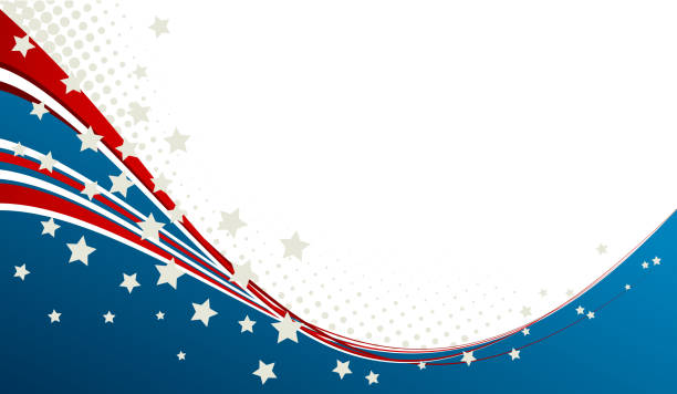 ilustrações de stock, clip art, desenhos animados e ícones de bandeira americana, vector fundo patriótico - american flag star shape striped fourth of july