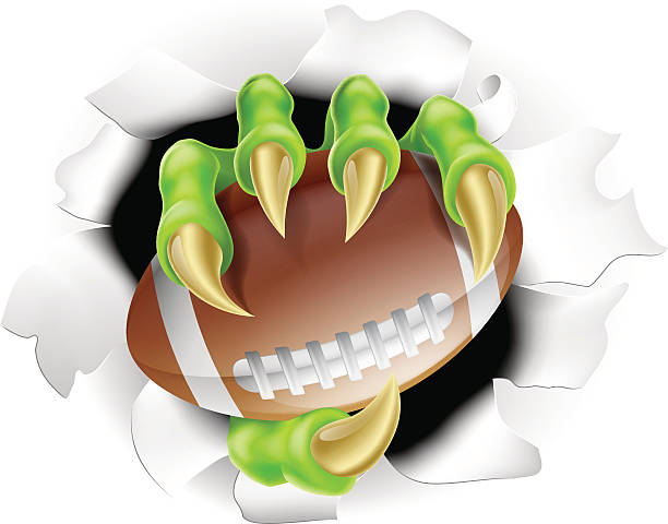 футбол claw  - football human hand holding american football stock illustrations