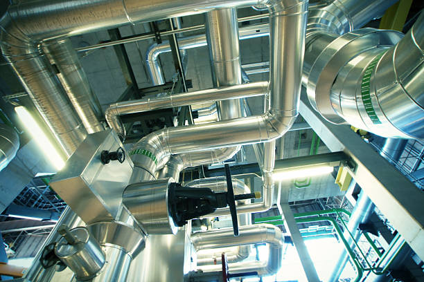 istock Industrial zone, Steel pipelines, valves and cables 475264388
