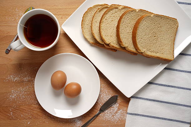 Scene from a breakfast table with staple food stock photo