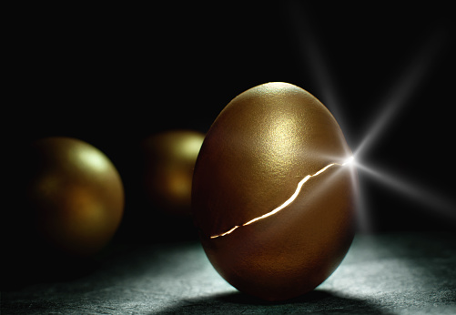 Nido de oro de huevo llegar a la vida photo