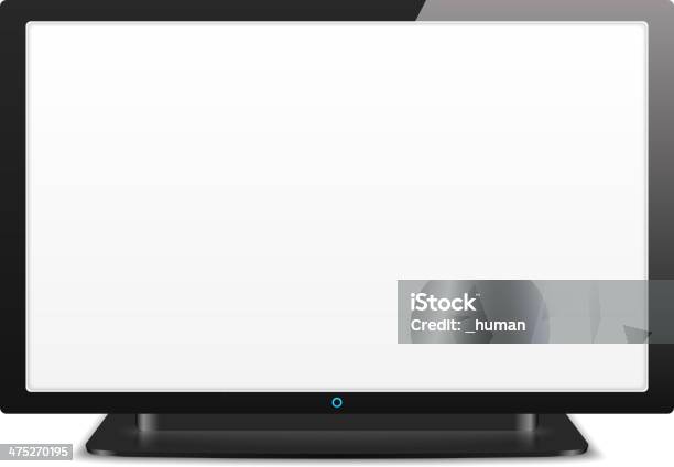 Lcd Tv With White Screen Stock Illustration - Download Image Now - Black Color, Blank, Computer