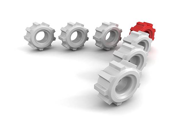 istock concept red gear team leader moving forward to success 475275537