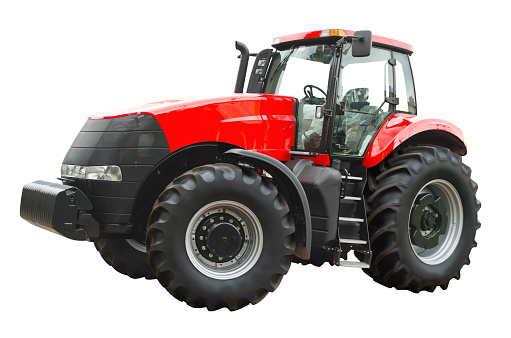 Agricultural tractor on a white background