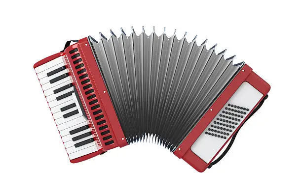 Accordion. Bayan isolated on white background. 3d illustration.
