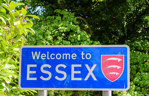 Welcome to Essex. Welcome to Essex sign, with coat of arms on it. essex stock pictures, royalty-free photos & images