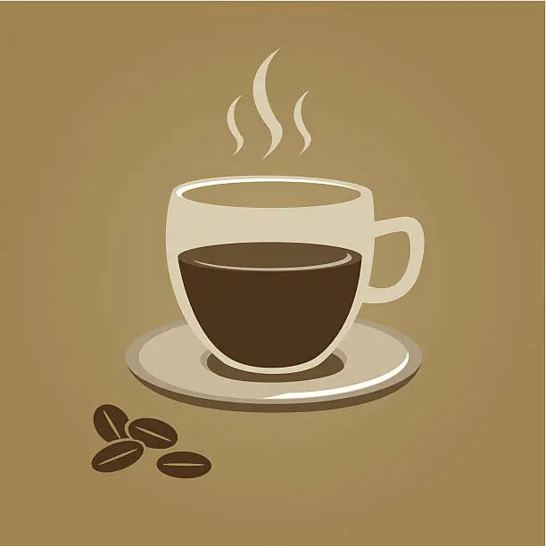 Vector illustration of Simple coffee cup steaming