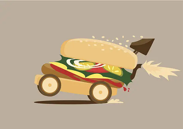 Vector illustration of Fast fast food burger bun