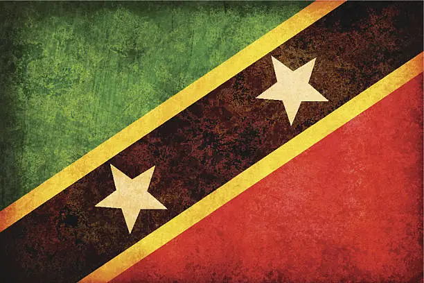 Vector illustration of Saint Kitts & Nevis grunge flag