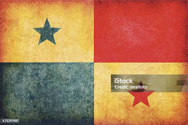 Bandiera Del Grunge Di Panama - Immagini vettoriali stock e altre immagini di A forma di stella - A forma di stella, America del Nord, Bandiera