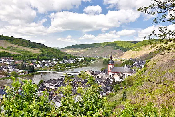 City Zell and moselle valley in spring
