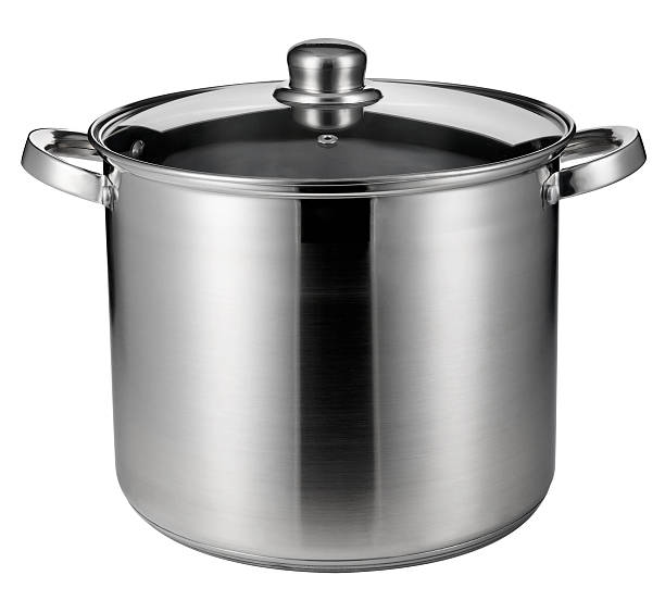 istock Stainless steel pot isolated on white 475297376