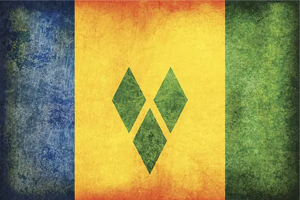 Vector illustration of Saint Vincent and the Grenadines grunge flag