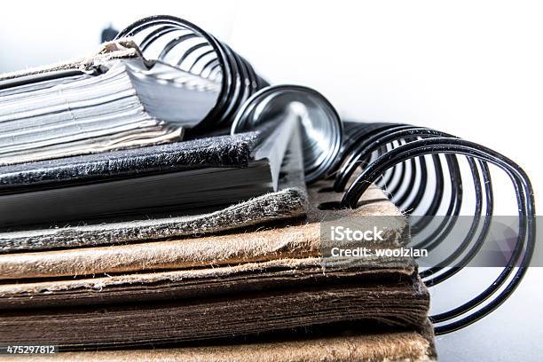 Spiral Sketch Books Stacked Up Stock Photo - Download Image Now - 2015, Art And Craft, Back to School