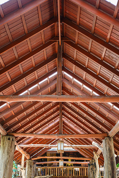 istock Wooden roof structure 475302410