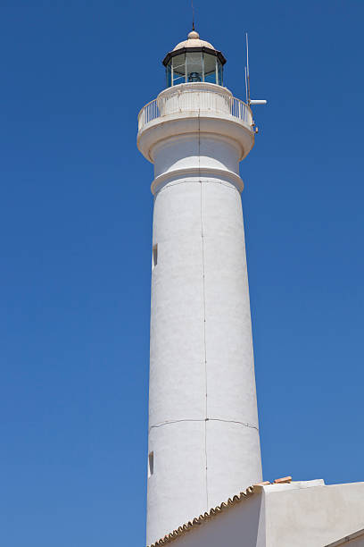 istock Close up of white lighthouse tower 475302612