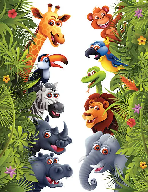 Vector illustration of Jungle Animals