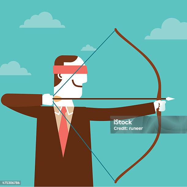 Blindfolded Businessman Archery New Business Concept Stock Illustration - Download Image Now