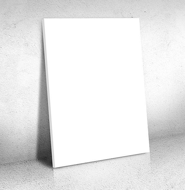Blank white Canvas poster leaning at  cement room, Mock up Blank white Canvas poster leaning at cement room, Mock up for add your content,business presentation template. thick photos stock pictures, royalty-free photos & images