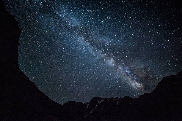 Night sky in mountains stock photo