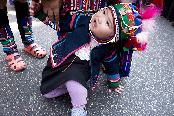 the hill tribe child stock photo