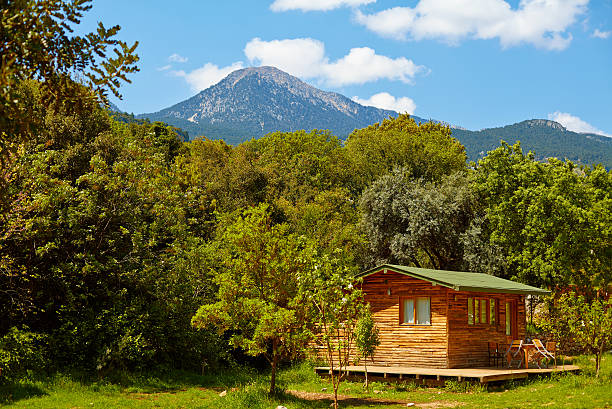 istock Wooden bungalows on campsite 475310858