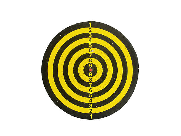 istock Used Yellow and Black Dart Board Isolated with Clipping Path 475312296