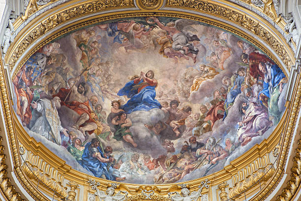 rome-assomption de la vierge marie dans l'église chiesa nuova - apse photos et images de collection