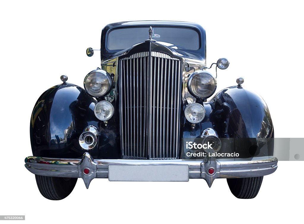 Classic negra Packard - Foto de stock de Vista de frente libre de derechos