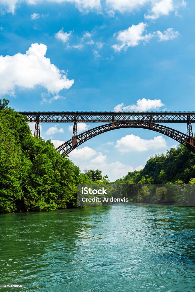 Italiano iron bridge è circondato da una foresta - Foto stock royalty-free di 2015