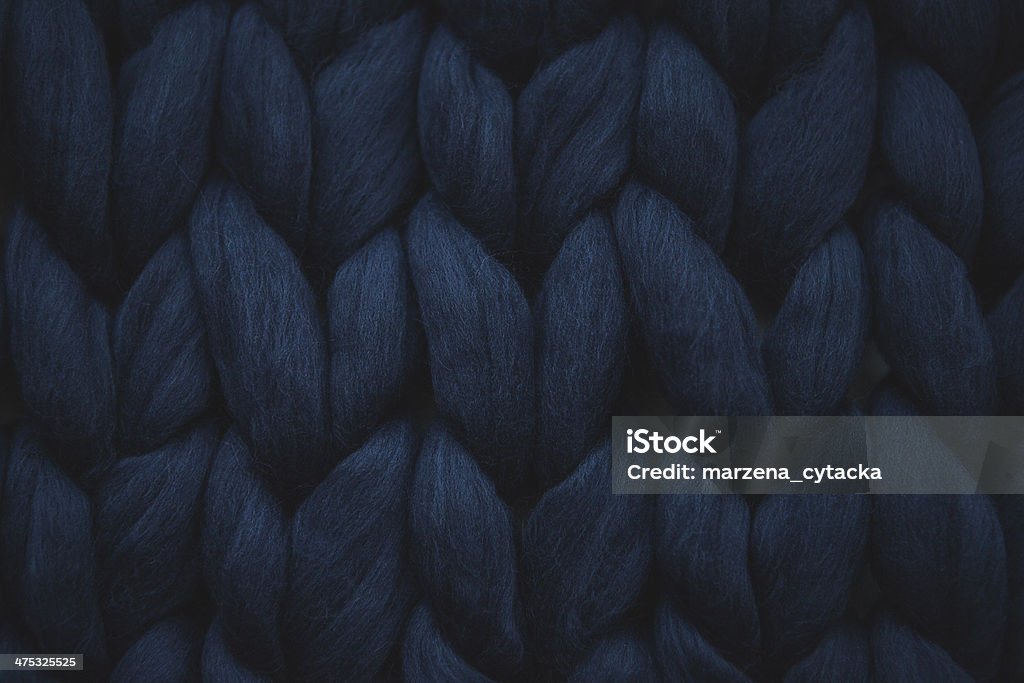 Navy wool braid natural dyed merino wool Blue Stock Photo