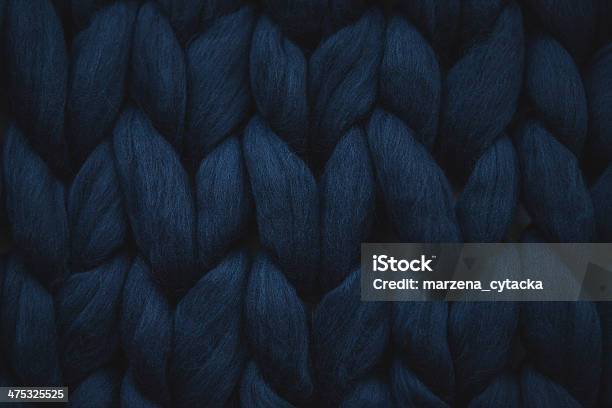 Navy Wool Braid Stock Photo - Download Image Now - Blue, Knitting, Alpaca