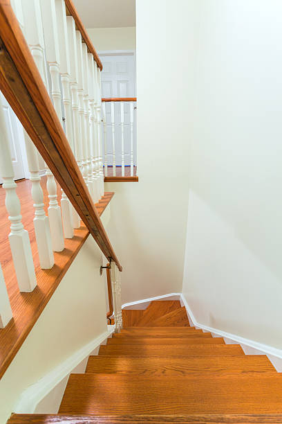 istock Wooden staircase interior 475325748
