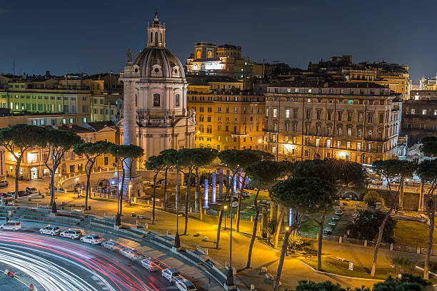 istock Traffic at night in Rome, Italy 475326665