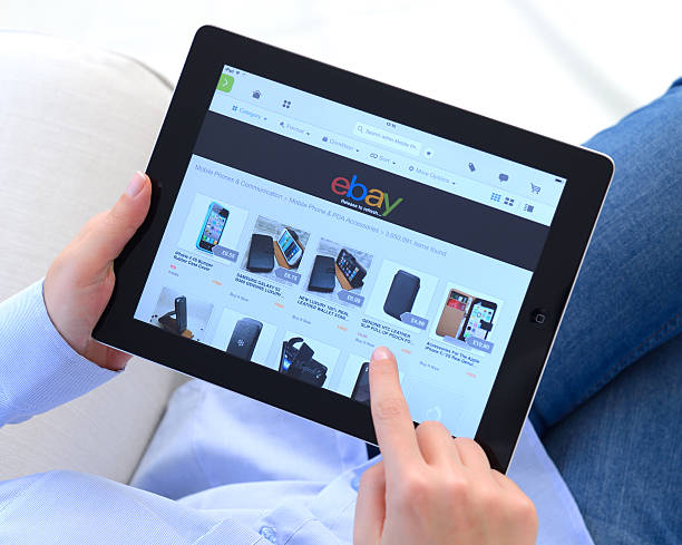 ebay su ipad - branding marketing sign brand name foto e immagini stock