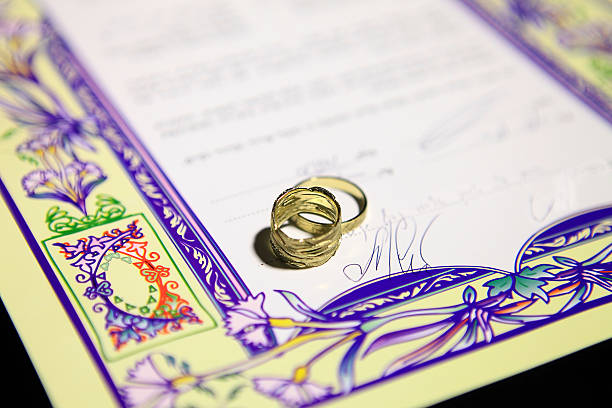 ketuba-małżeństwo kontraktu w żydowskie tradycji religijnych - ketubah zdjęcia i obrazy z banku zdjęć