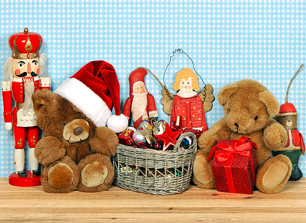 istock nostalgic christmas decoration with antique toys 475334053