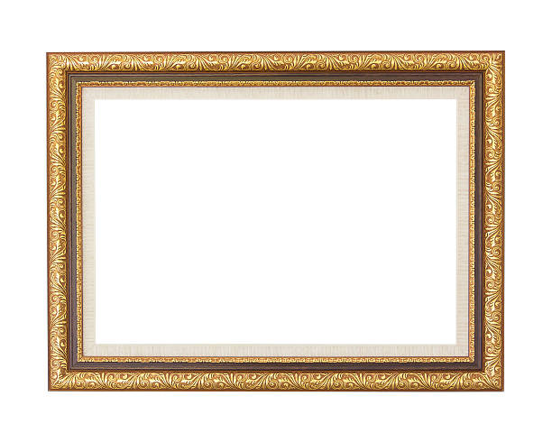 Foto moldura dourada isolada sobre fundo branco. - fotografia de stock