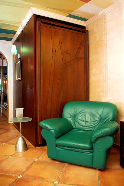 istock Green leather armchair 475336754