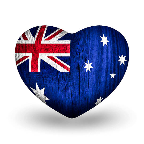istock Flag On Wooden Heart - Australia 475337961