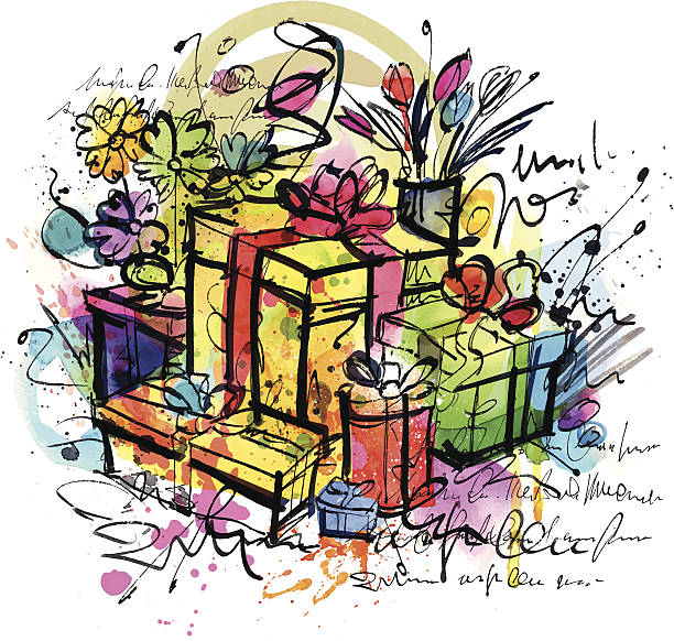 illustrazioni stock, clip art, cartoni animati e icone di tendenza di crazy regali - birthday present christmas pink white background