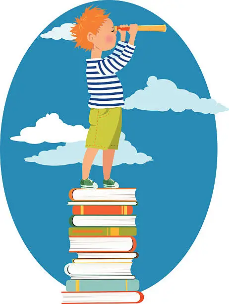 Vector illustration of Young reader