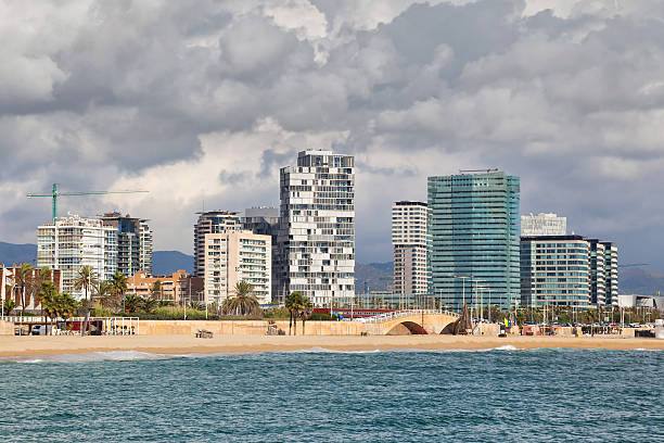 Beach and New buildings at Sant Marti district, Barcelona, Spain