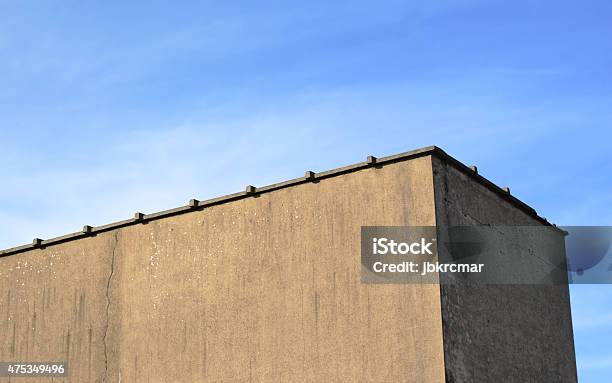 Detail Of Boring House Against Blue Sky Stock Photo - Download Image Now - 2015, Apartment, Architecture